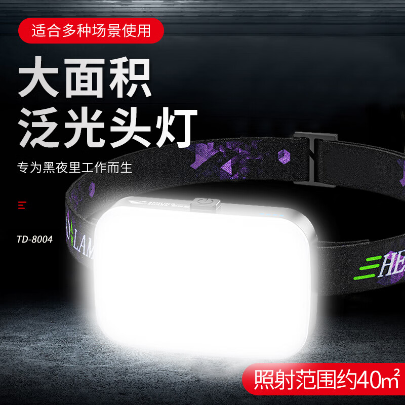 微笑鲨头灯头戴灯强光应急照明可充电超亮防水工作矿灯超长续航户外夜钓  奶白罩【小容量1200】