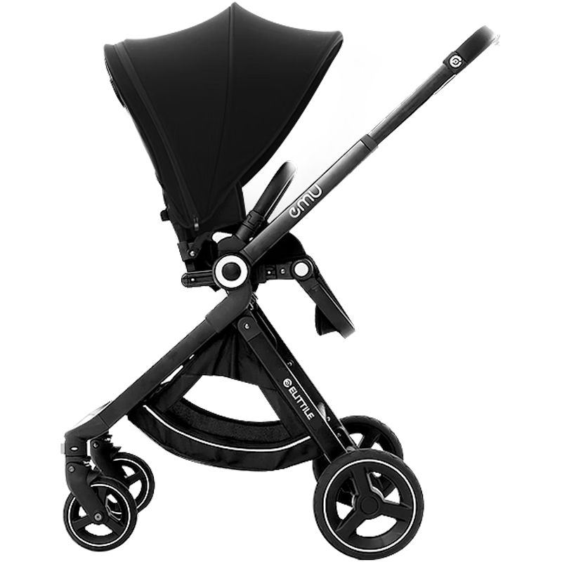逸乐途elittileEMU泼墨黑：高景观双向折叠婴儿车，舒适安全的选择|婴儿推车京东史低