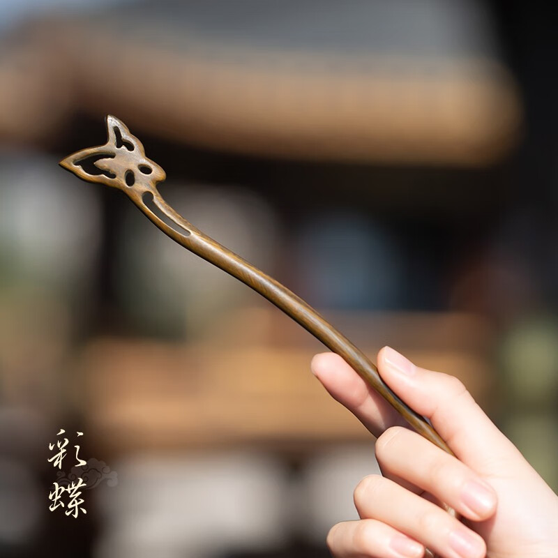 安娇尔绿檀木发簪古风女精雕高级感中式木簪木质盘发发钗簪子简约现代