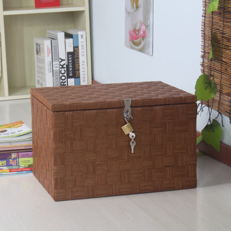 渫乐收纳盒大容量小箱子带锁装书零食盒带锁的小盒子化妆品 40*30*25