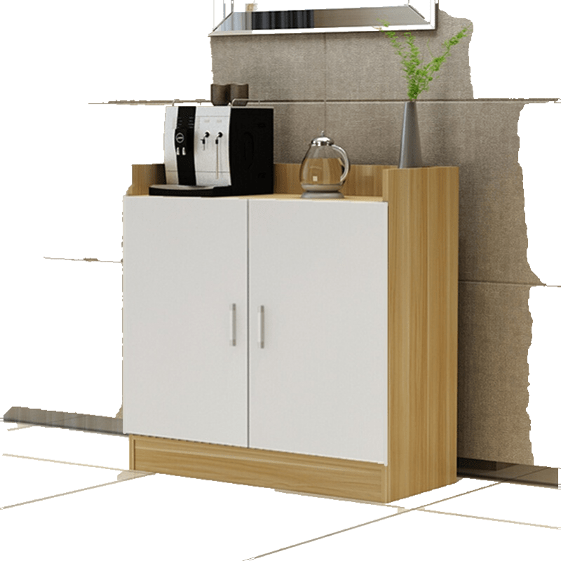 茶水柜可放水桶办公室茶水柜家用茶水台公司茶水间欧式餐边柜简约现代客厅茶叶大桶水 双门浅胡桃门白色 现货 双门