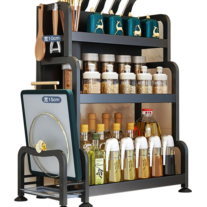 【厨房救星】黑色调料架多功能三层收纳架