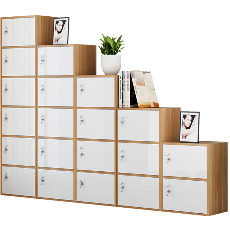 菲达森 储物柜带门带锁柜子自由组合书柜玩具柜格子柜杂物收纳小柜子 五层（加锁） 颜色留言 0.6米以下宽