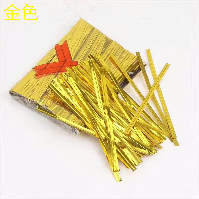 奔新農(nóng)（BENXINNONG）封口扎帶包裝袋封口繩子禮品扎口線捆扎金絲繩烘焙包裝袋 金色 扎帶6cm(1包800左右)