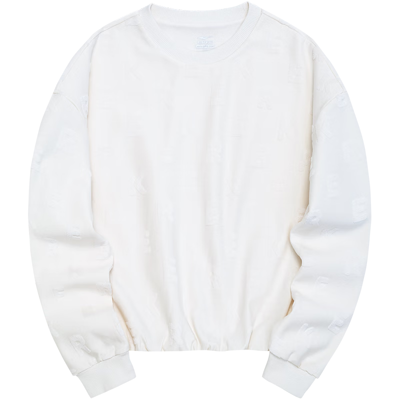 创宙 鸿星尔克官方旗舰圆领套头衫休闲卫衣女子打底衫跑步运动上衣 冰川白 L