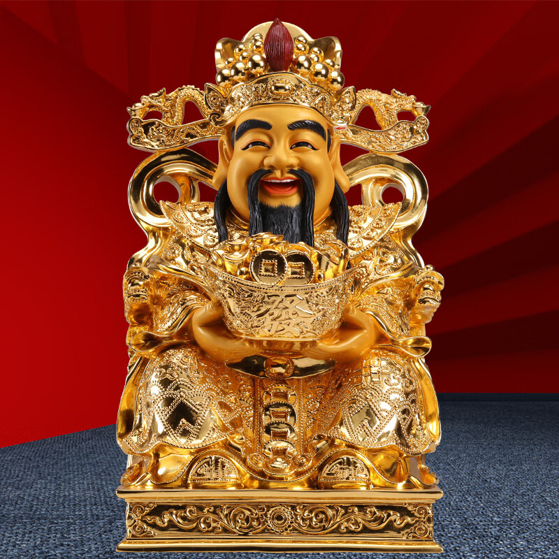 三漫陀铜贴金如意财神爷摆件家用文财神武财神赵公明范蠡比干神像