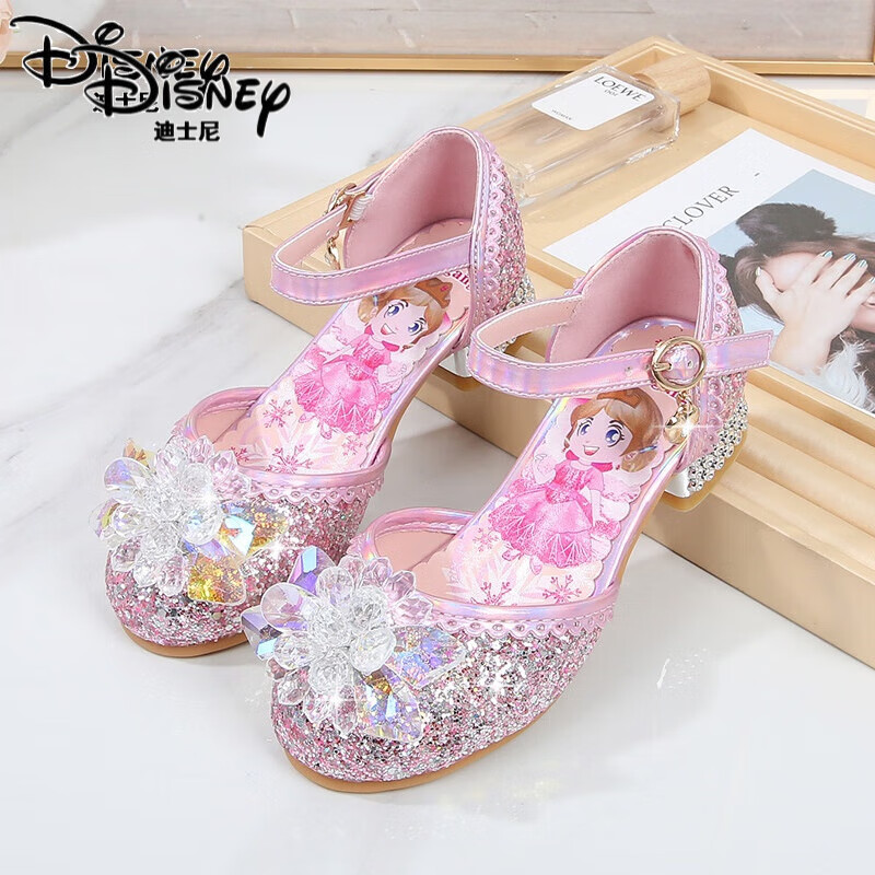 迪士尼(disney)儿童公主鞋2024春季新款女童表演鞋中大童水晶鞋小女孩