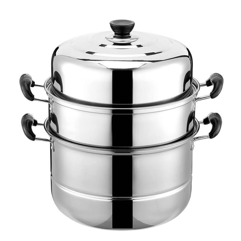 萱靓德国进口品质品质真锅 蒸锅不锈钢家用煤气灶用钢筋锅加厚烝锅多