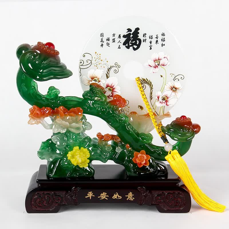 铁圈礼业如意平安扣摆件电视柜客厅摆设工艺品玄关装饰品乔迁新居入宅礼品 A款天道酬勤 高29cm 长27cm