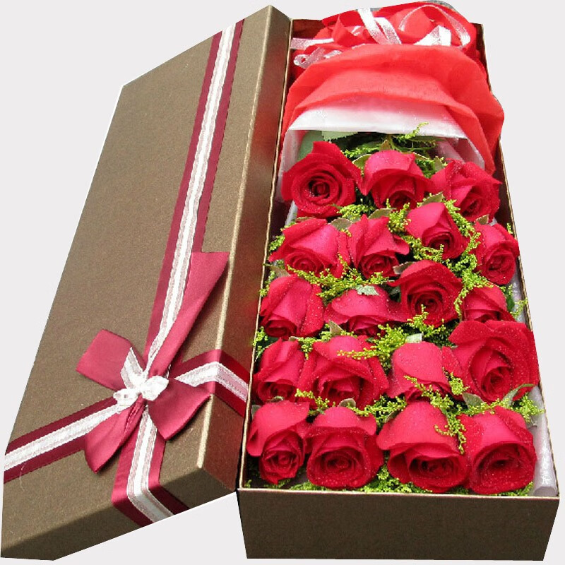 儒涛红玫瑰礼盒鲜花配送同城送女友生日礼物表白求婚北京成都上海花店
