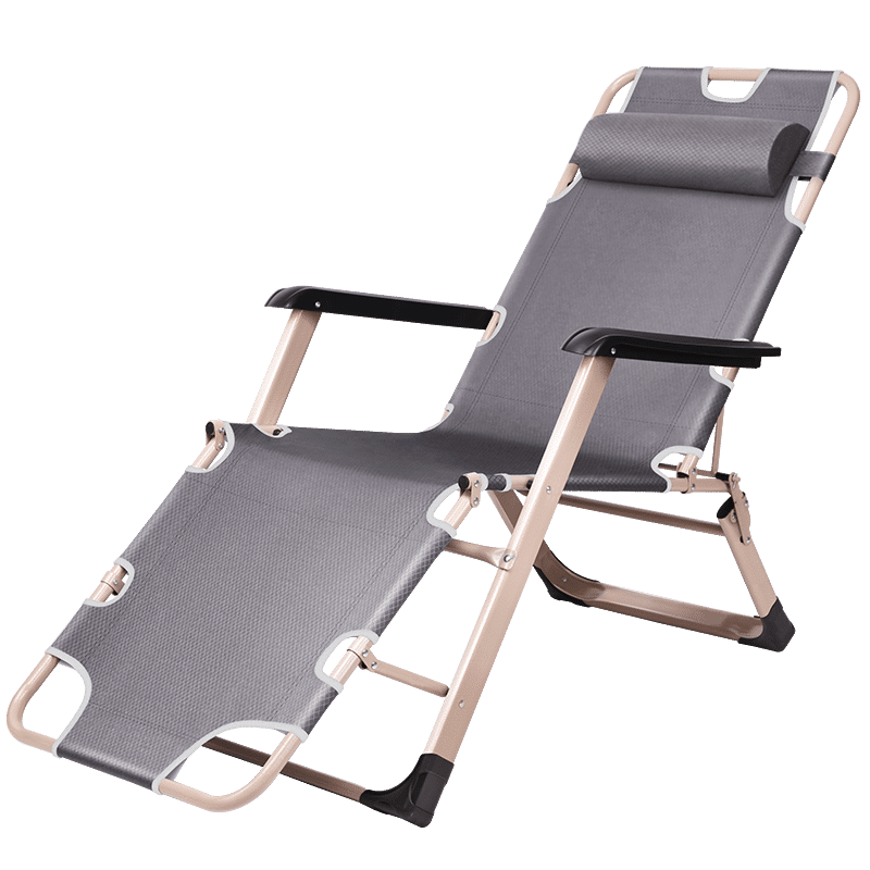 午憩宝折叠床躺椅午休单人床沙发床午睡简易陪护户外行军床折叠办公 靠背便携懒人椅 【方管两用椅】灰+清凉藤席