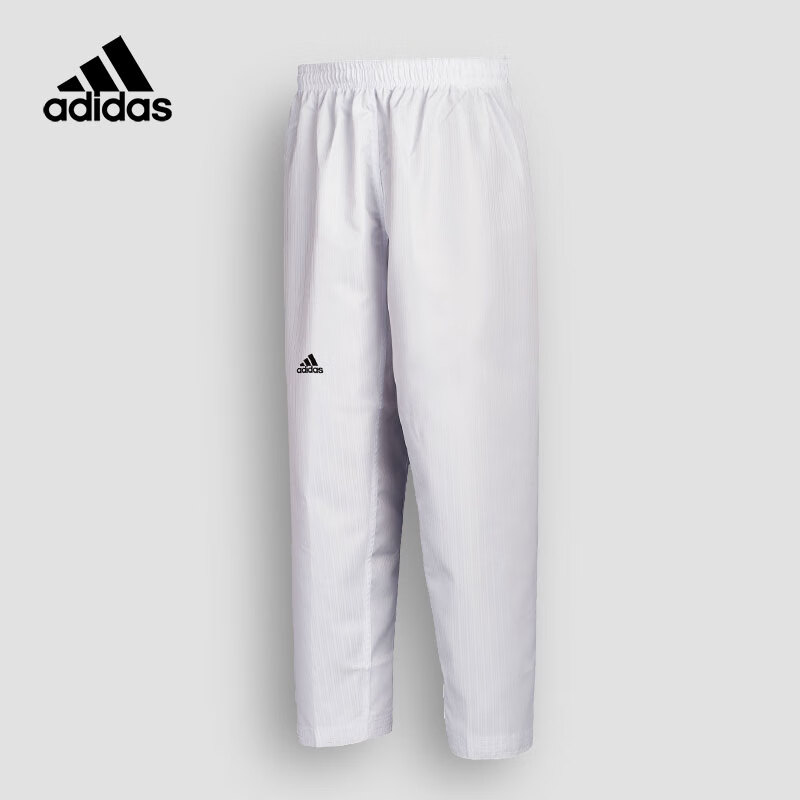 adidas 阿迪達(dá)斯跆拳道道褲教練訓(xùn)練男女兒童白色道服褲子 白色 130#適合身高128-137cm