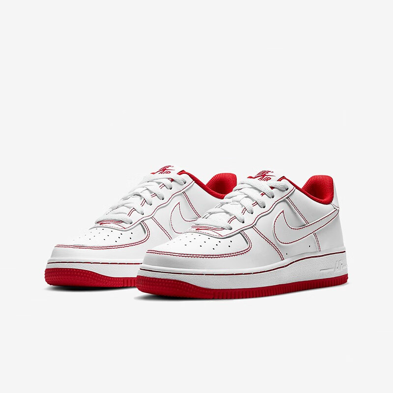 耐克 nike air force 1空军一号女款af1白红缝线低帮休闲板鞋 cw1575