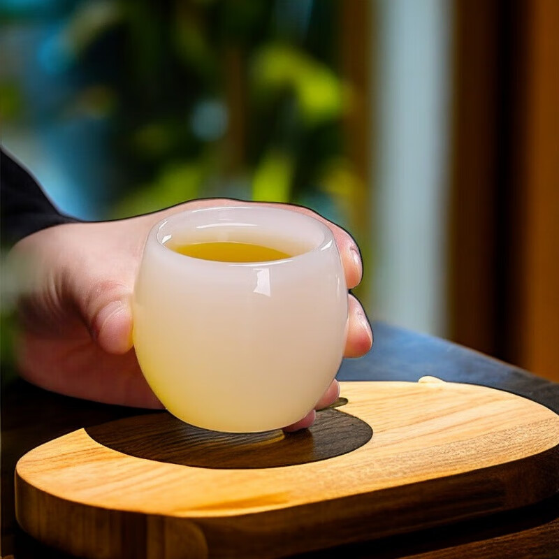 Sonwibumn羊脂玉瓷主人杯单杯个人杯玻璃大号琉璃品茗杯功夫茶具茶礼盒