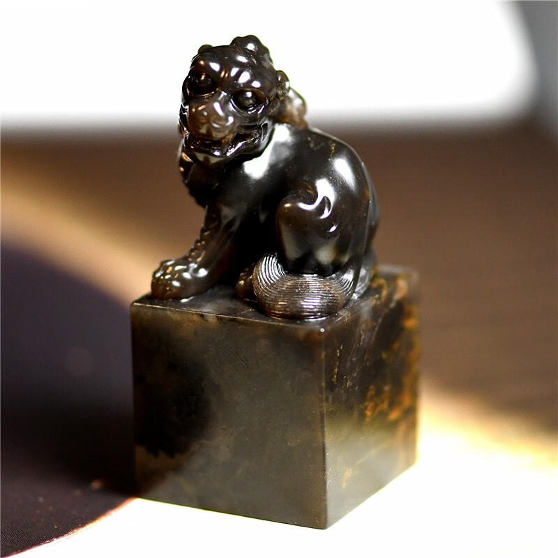 天然正宗寿山石古兽印章 坑头玛瑙冻石古兽印章篆刻章素章真品