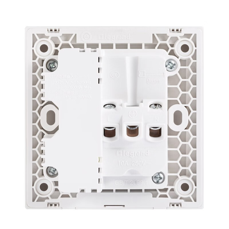 罗格朗（LEGRAND）开关插座面板 仕典系列玉兰白色五孔插座开关套餐 五孔带双USB口充电插座