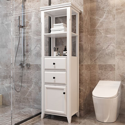 美式客厅马桶浴室边柜窄侧立柜卫生间橡实木储物柜夹缝柜高柜定制