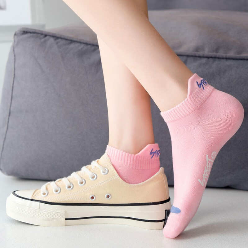 本曲袜子女士短袜纯棉短款防臭运动低帮潮船袜春夏季薄款女生袜i子 3221短袜女-混色5双装 均码