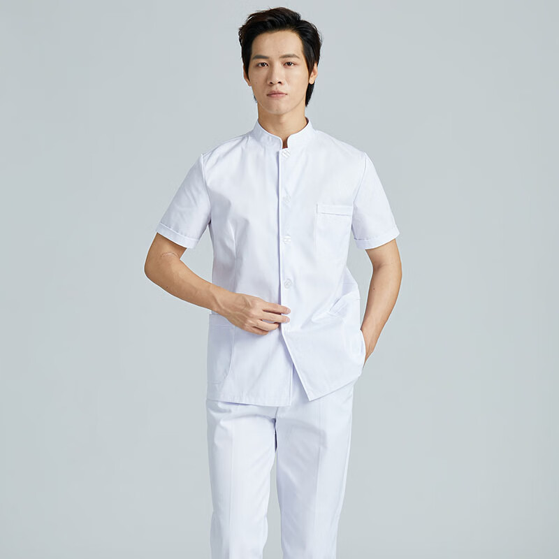 歌珀尼短款白大褂男护士服分体一套装短款对门立领口腔医生工作服 男
