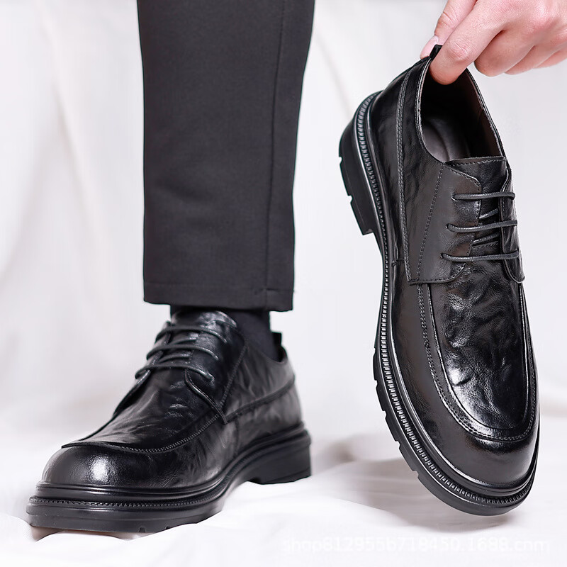 稻草人(mexican)皮鞋男真牛皮春夏季透气软底软皮男士商务正装英伦风