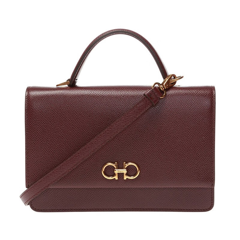 菲拉格慕(ferragamo)salvatore ferragamo 女士金属徽标皮革单肩包