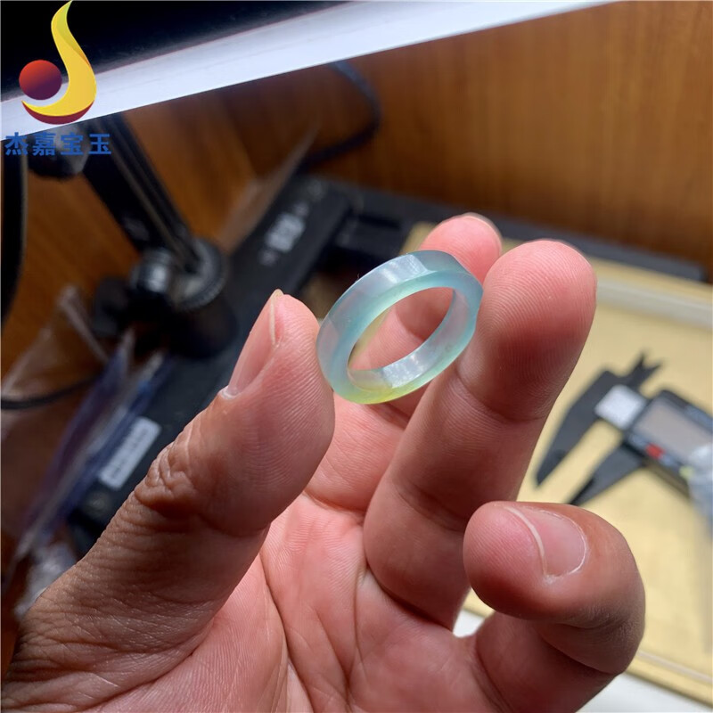 杰嘉宝玉  原创翡翠蓝水戒圈冰种方戒情侣指环男女款礼物带证书 其他尺寸支持定做不退不换