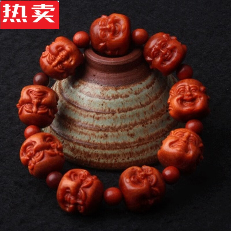 兴颖血龙木四面佛手串佛珠红土沉2018罗汉手串念珠 四面佛