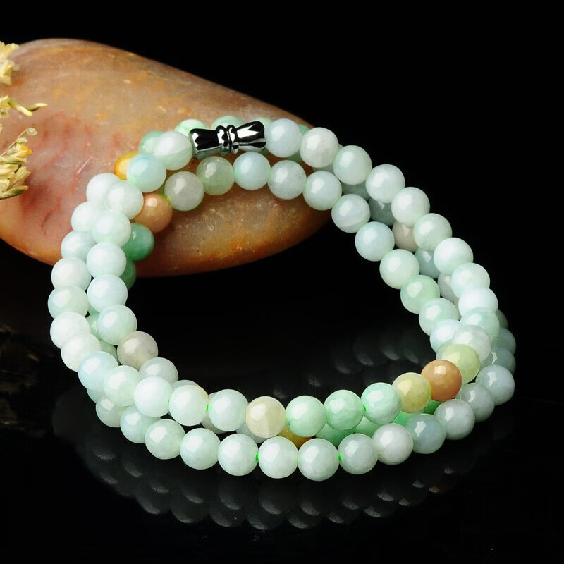 N2it珠圆玉润 A货翡翠项链冰糯种水润翡翠珠链项链 翡翠项链直径约6mm