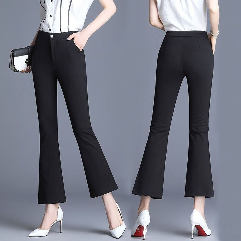 刚拓者(gangtuozhe)女士微嗽叭西装裤女小个子9分裤女九分微喇叭裤女