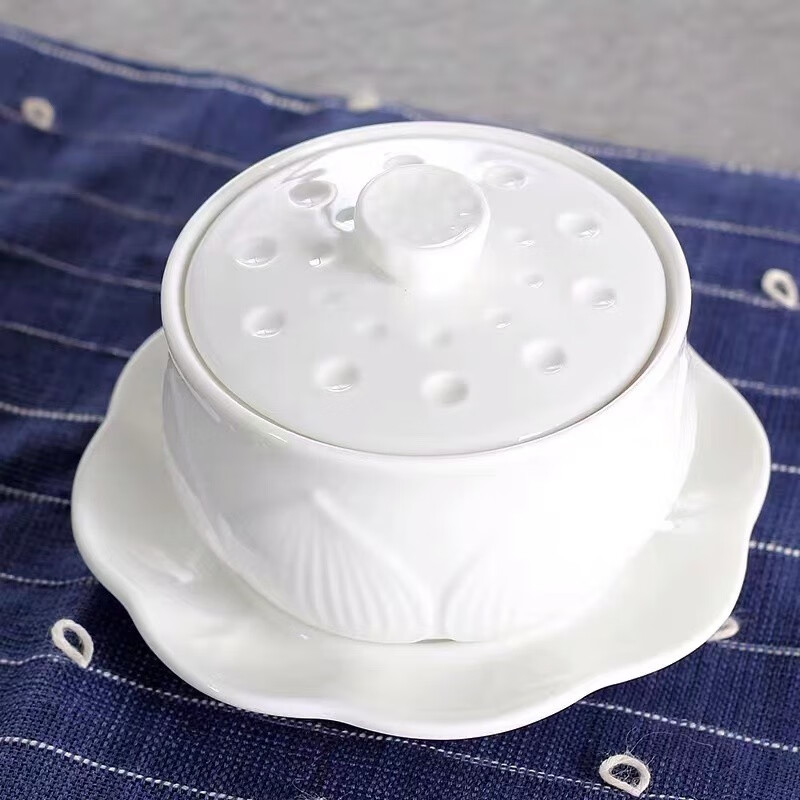 陶瓷燕窝专用小炖盅杯婴儿家用碗蒸汤盅炖罐带盖隔水炖内胆一人份 莲花300ML+底碟