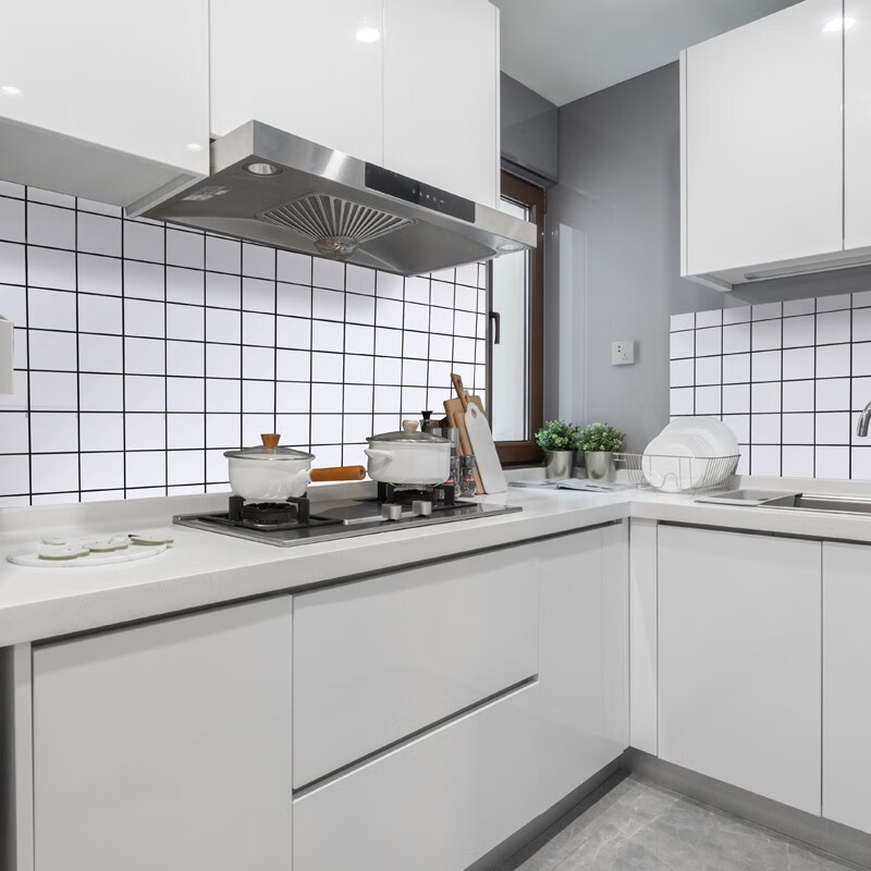 厨房防油贴纸防水防潮耐高温油烟机防油纸家用装饰创意图案 3m 黑白