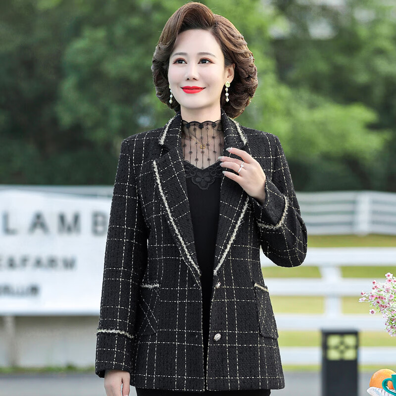 情罗兰中老年女装春装外套女小西装40-50岁妈妈装春秋上衣中年人西服