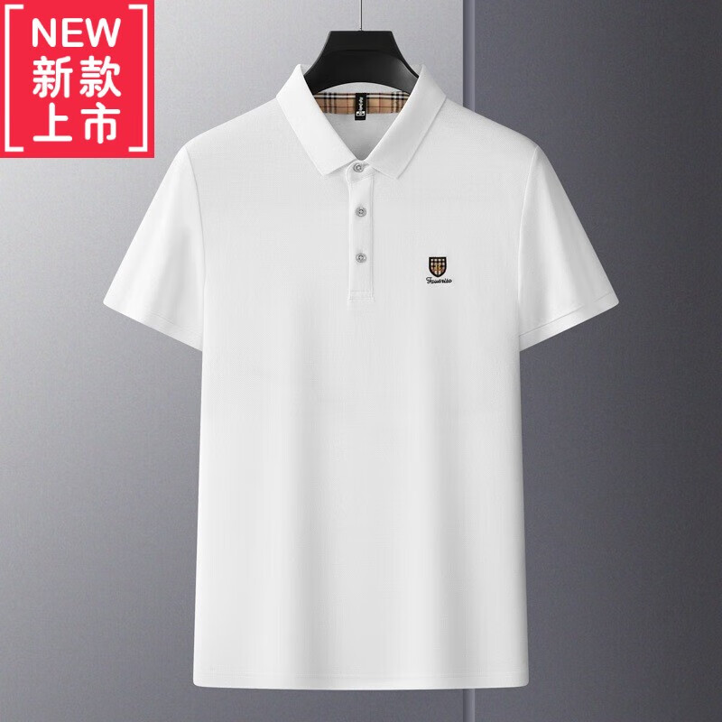 拉尔伦保罗2023新款中年男士短袖恤衫翻领刺绣龟背男恤上衣保罗polo