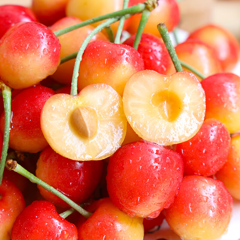 现摘山东烟台黄水晶黄蜜雷尼国产车厘子大樱桃整箱 5斤 11.