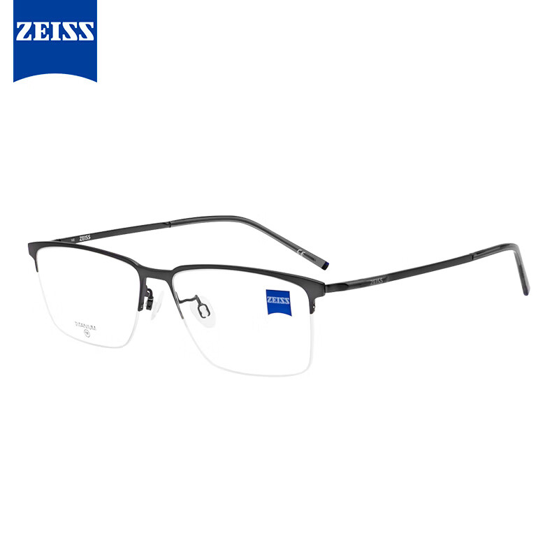 蔡司（ZEISS）眼镜框男女半框ZS22113LB钛镜架030磨砂灰色M款商务配佳锐1.56