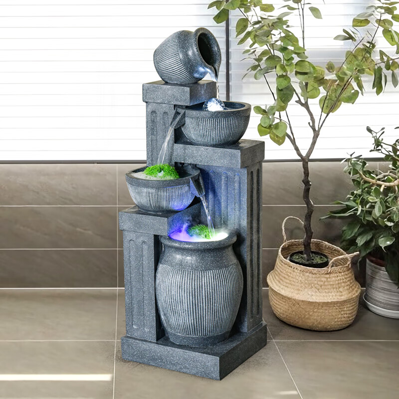 jia)简约流水喷泉落地摆件客厅办公室装饰流水器水系景观室内加湿器