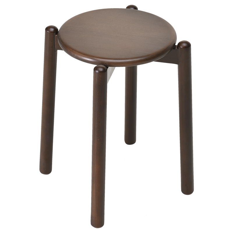 积木部落 jimubuluo 实木凳子家用圆凳客厅化妆凳木头餐凳餐桌凳简约时尚创意板凳 胡桃色