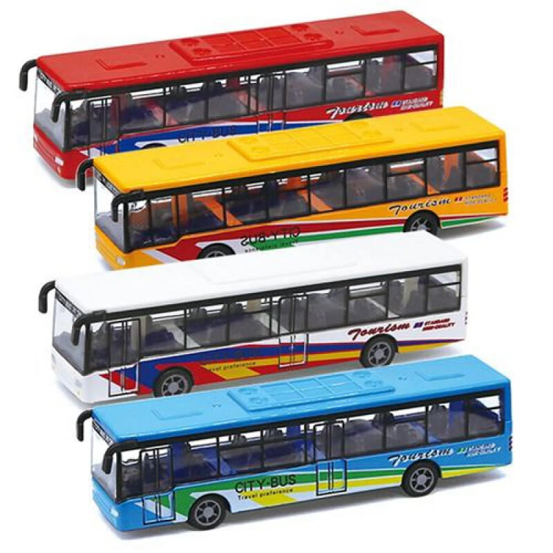 乐千寻（LEQIANXUN）合金车模型儿童玩具车15CM回力公交巴士车模型小汽车玩具3岁男孩 全系4辆【颜色各一】 15CM大巴车