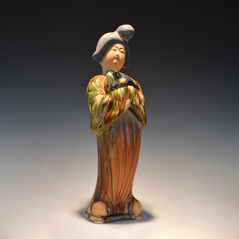 唐三彩仕女仿古陶俑出土瓷器 酒店古典装饰品 复古软装 陶瓷仕女摆件