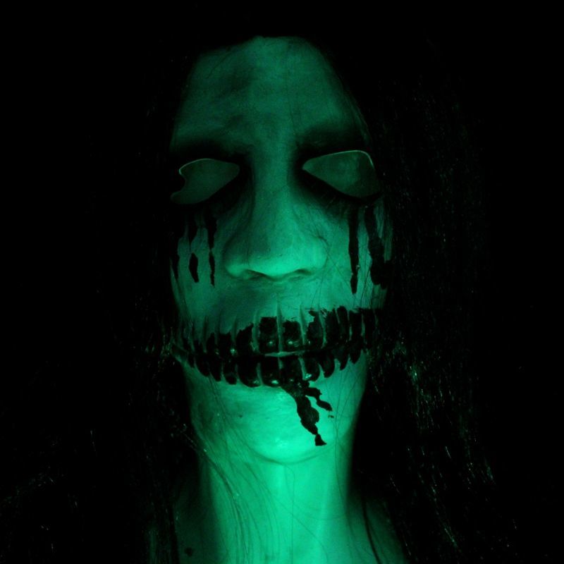 夜光荧光面具贞子头套密室逃脱道具发光万圣节道具 夜光单眼女鬼