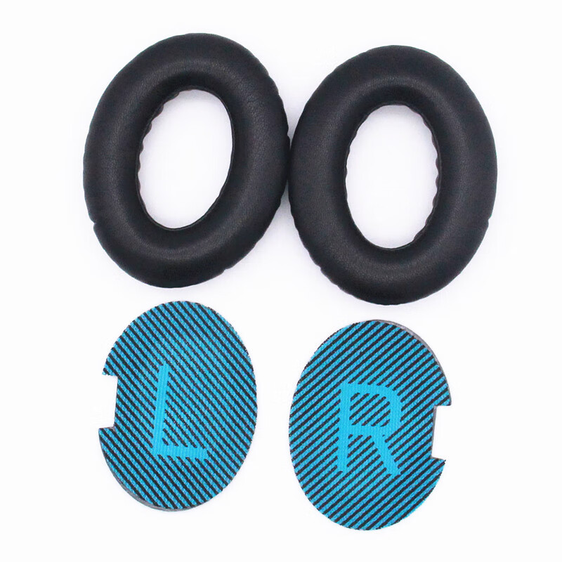 JZEPHF 適用博士BOSE QC25 QC15 QC2 AE2耳機線耳機套耳機耳罩皮耳套QC35保護套1代2代耳墊QC45海綿套 QC15/QC25/AE2人工合成小羊皮黑藍耳套