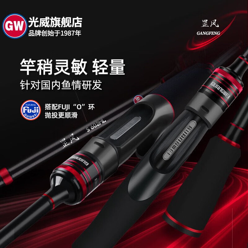 光威（GW）罡风路亚竿直柄枪柄泛用钓鱼竿ML/M白条鲈鱼快调鳜鱼竿 2.1米 直柄M单杆