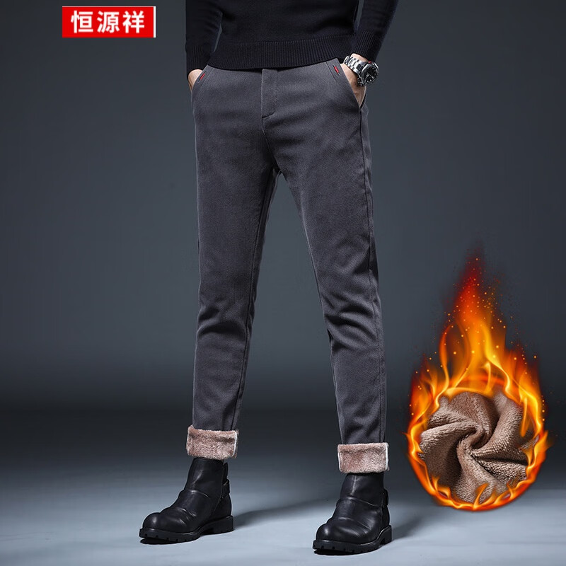 男装2021年秋冬新款男士加绒加厚休闲裤休闲时尚青年保暖裤长裤子男