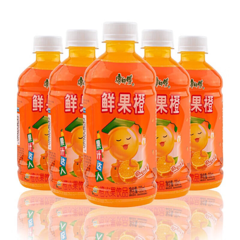 康师傅鲜果橙330ml*6瓶 橙汁果汁果味饮品饮料 7.9元