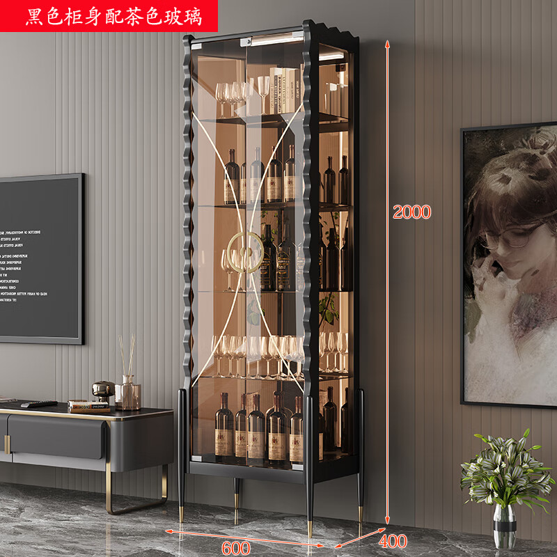 媿魅 酒水柜家用小型玻璃酒柜靠墙现代客厅轻奢定制展示柜意式餐边柜