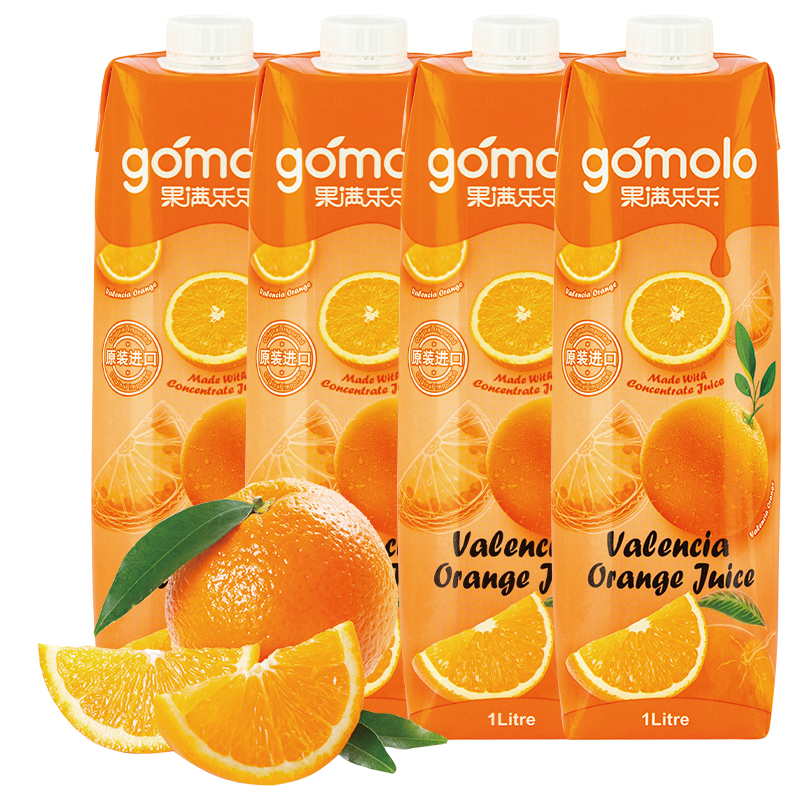 gomolo 果满乐乐 巴伦西亚橙汁 1L*4瓶