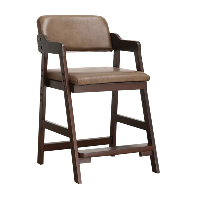 家逸 实木学习椅可调节电脑椅学生椅书房办公写字椅实木椅子 胡桃色+棕色座面