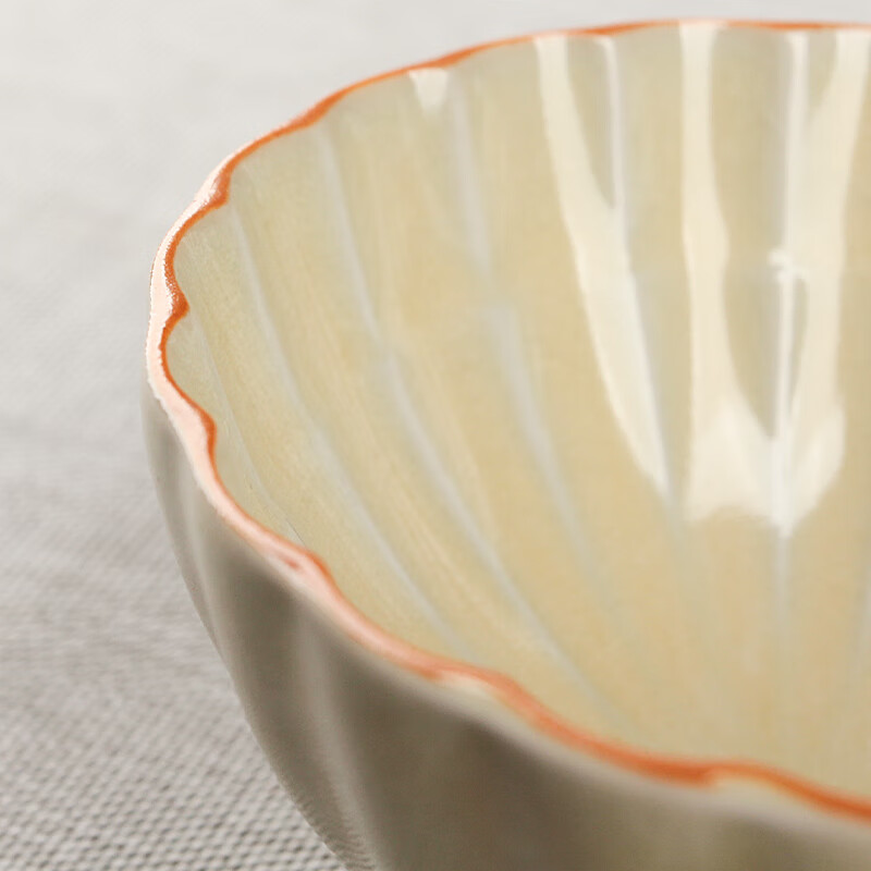 易信花瓣大号茶杯主人杯汝窑开片喝茶杯陶瓷杯单杯锦盒包装茶具配件 汝窑菊花杯-米黄