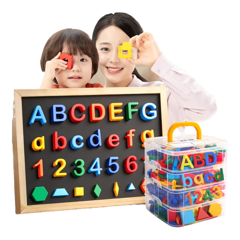 金值英文字母磁力貼教具數(shù)字貼大小寫26個(gè)英文字母磁貼英語冰箱貼拼音字母單詞益智玩具磁性磁鐵 大號4款全套