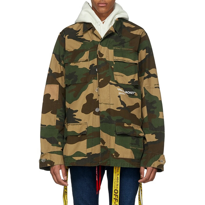 off white 男女通用棉质迷彩夹克外套 omel003e18026010 9901 迷彩绿